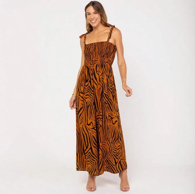 Macacão Feminino Plus Size com Estampa de Onça
