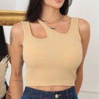 Cropped Feminino com Amarração no Pescoço e Alças Duplas