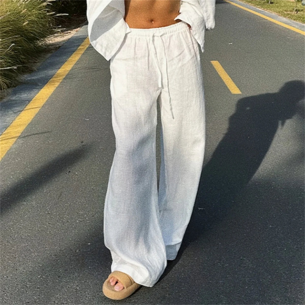 Calça Wide Leg Feminina de Cintura Alta