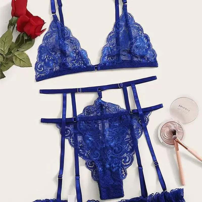 Conjunto de Lingerie Feminina Plus Size em Renda