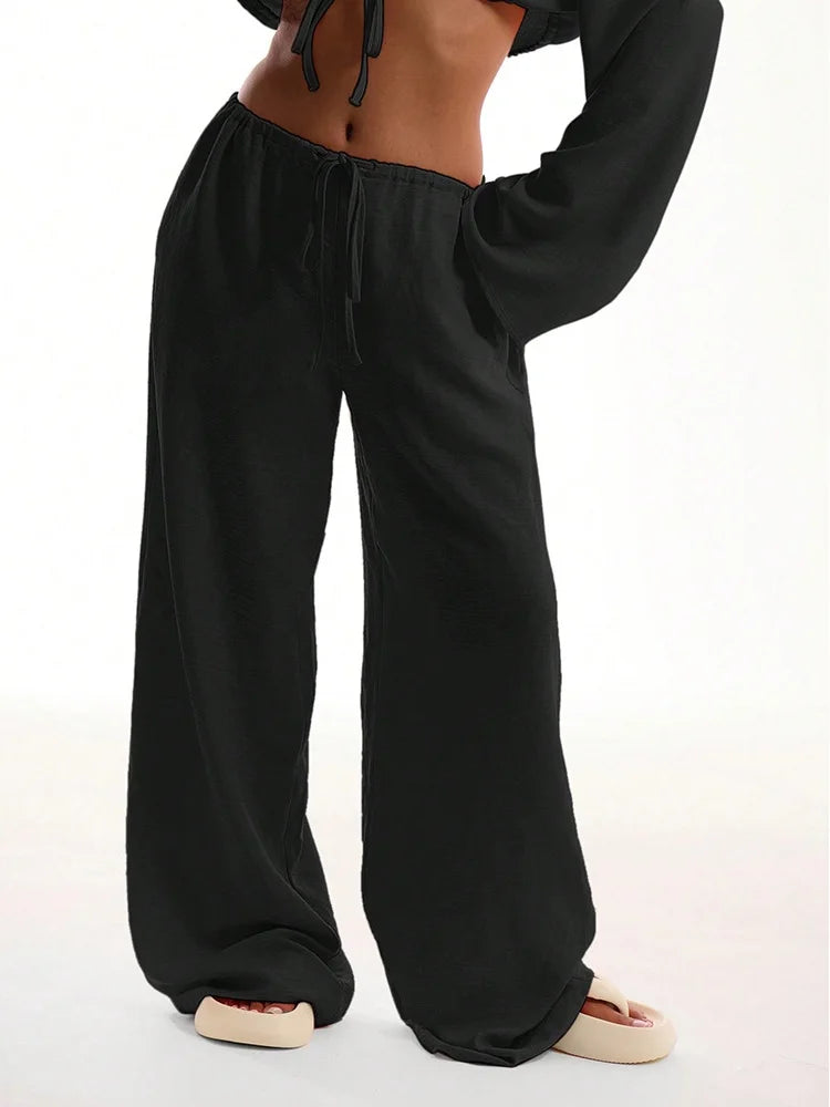 Calça Wide Leg Feminina de Cintura Alta