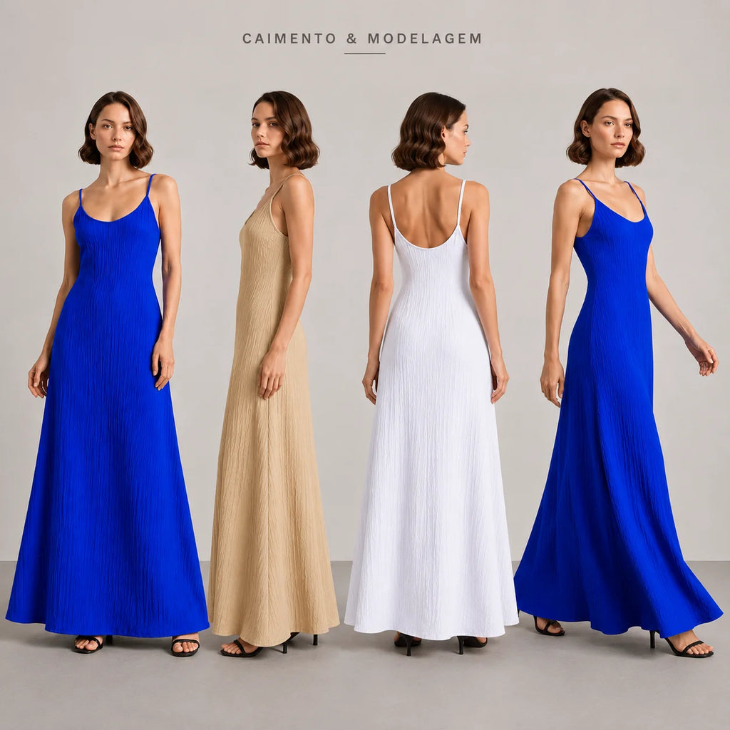 Vestido Longo Feminino Elegante com Alças Finas