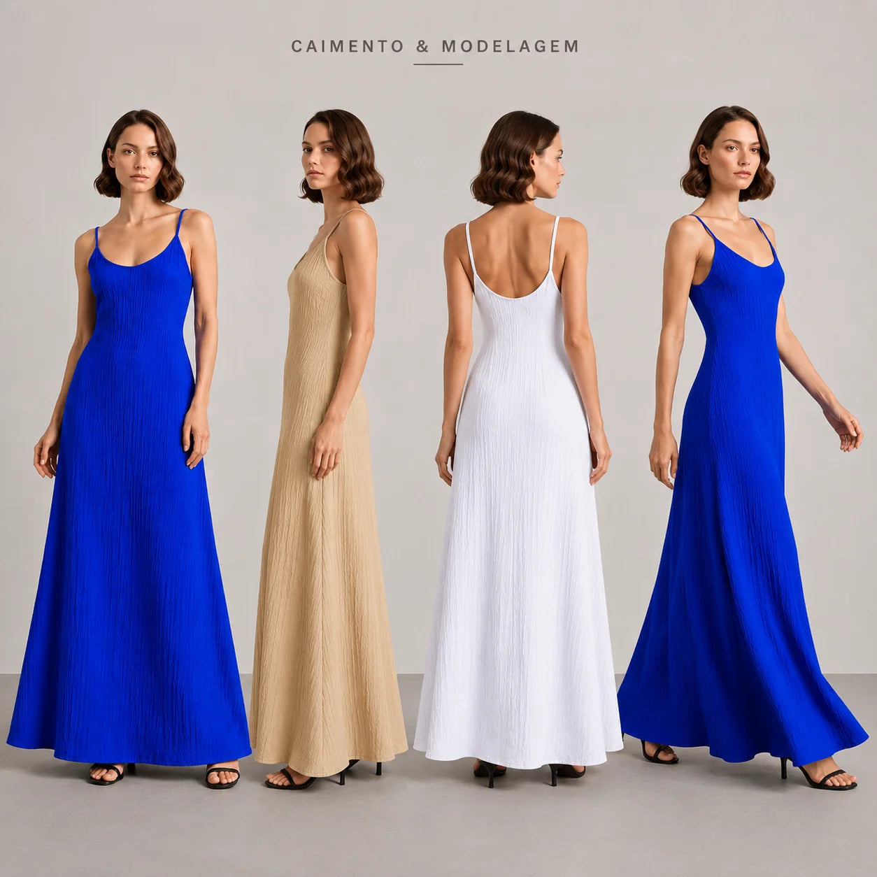 Vestido Longo Feminino Elegante com Alças Finas